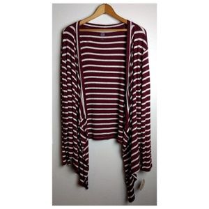 SO Merlot Knit Open Front Stripe Ca…